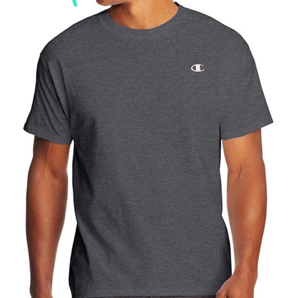 Champion Cotton Jersey Men's T Shirt Granite Heather 2XL Embroidered Logo